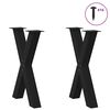 vidaXL Dining Table Leg Set of 2 Black Powder-coated steel