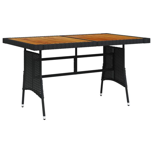 vidaXL Garden Table Black Poly Rattan & Solid Acacia Wood Medium Durable