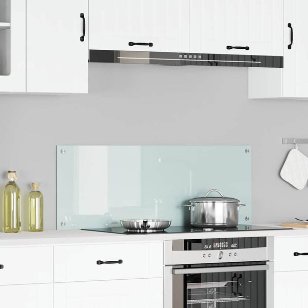 vidaXL Kitchen Backsplash White 43.31 x 15.75 x 0.24 in Tempered Glass