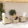vidaXL Garden Dining Set Beige PE Rattan Medium Adjustable Feet