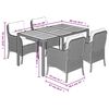 vidaXL Garden Dining Set Black PE Rattan 4-Seater Removable Covers