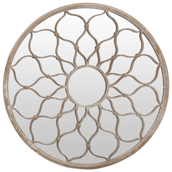vidaXL Round Garden Mirror Sand Iron, Glass 23.6 in diameter