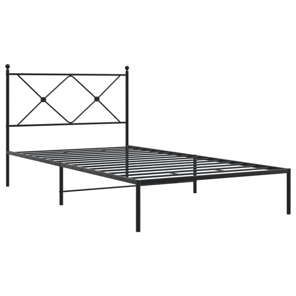 vidaXL Bed Frame Black Powder-Coated Steel Single Bed Frame