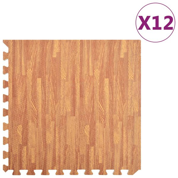 vidaXL Floor Mats 12 pcs Wood Grain 4,32 ㎡ EVA Foam
