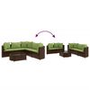 vidaXL Patio Sofa Set Set of 6 Brown PE rattan Medium Adjustable Feet