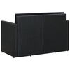 vidaXL Sofa Black PE Rattan, Powder-Coated Steel, Polyester 2-Seater