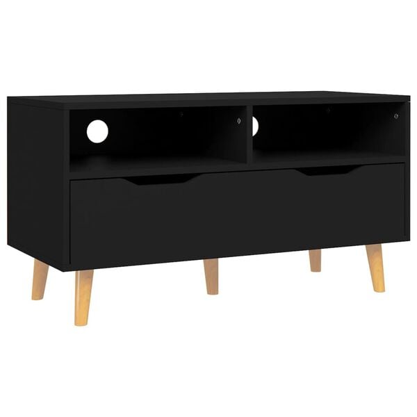 vidaXL TV Cabinet Black Engineered wood Medium TV Cabinet Rectangular