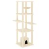 vidaXL Cat Tree Cream Engineered wood, plush, sisal Medium Modern