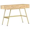 vidaXL Writing Desk Natural with Brass Solid Mango Wood and Steel