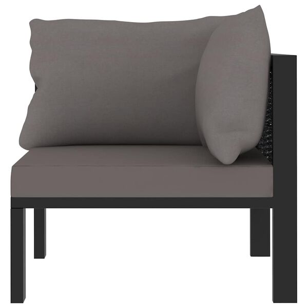 vidaXL Corner Sofa Anthracite Poly rattan, aluminum, fabric (100% polyester)