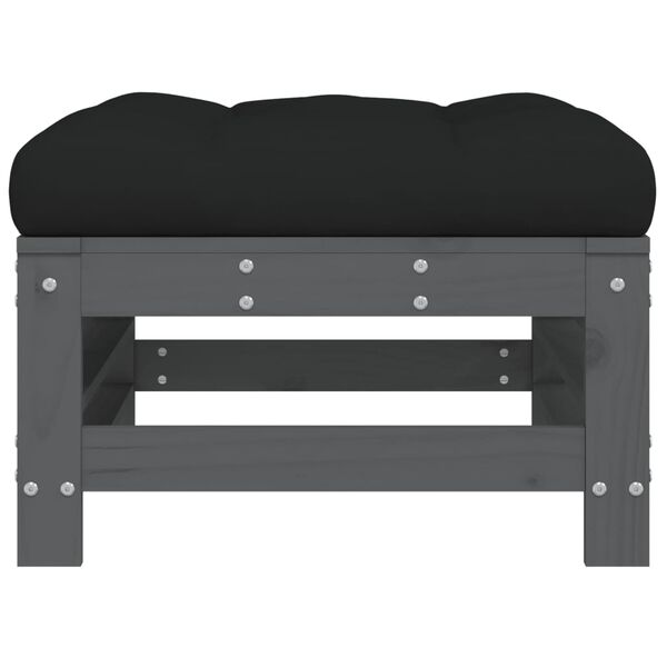vidaXL Garden Footstool Grey, Black