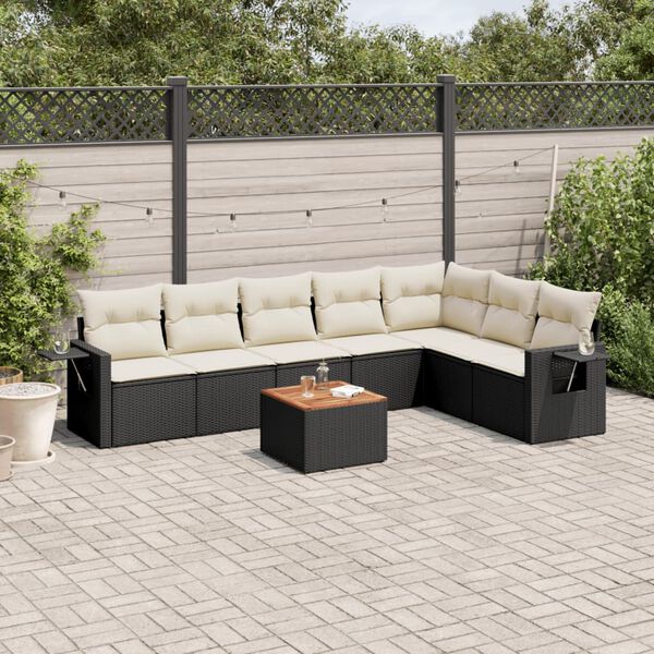 vidaXL Garden Sofa Set Black, Cream White