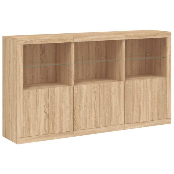 vidaXL Sideboard Sonoma oak Engineered wood, glass Large Sideboard