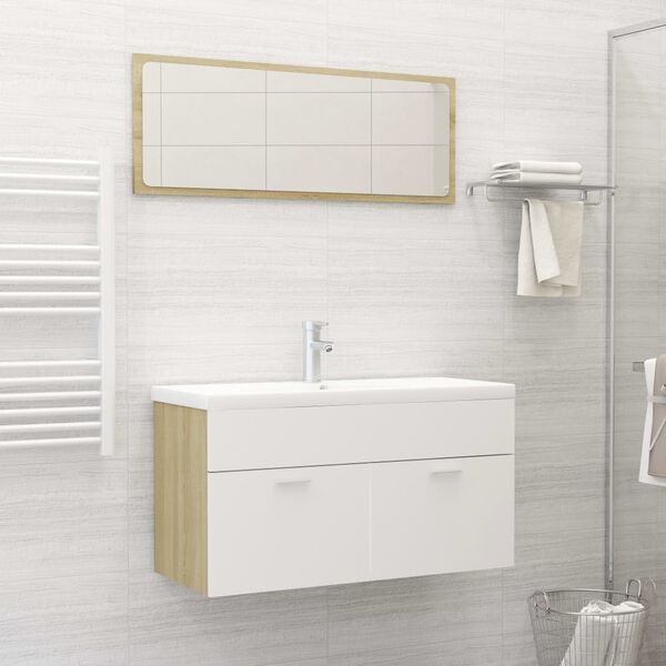 vidaXL Bathroom Furniture Set White and sonoma oak