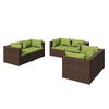 vidaXL Garden Lounge Set Rattan Brown, Cushion Green
