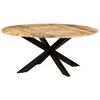 vidaXL Dining Table Brown Rough Mango Wood, Powder-Coated Steel Large
