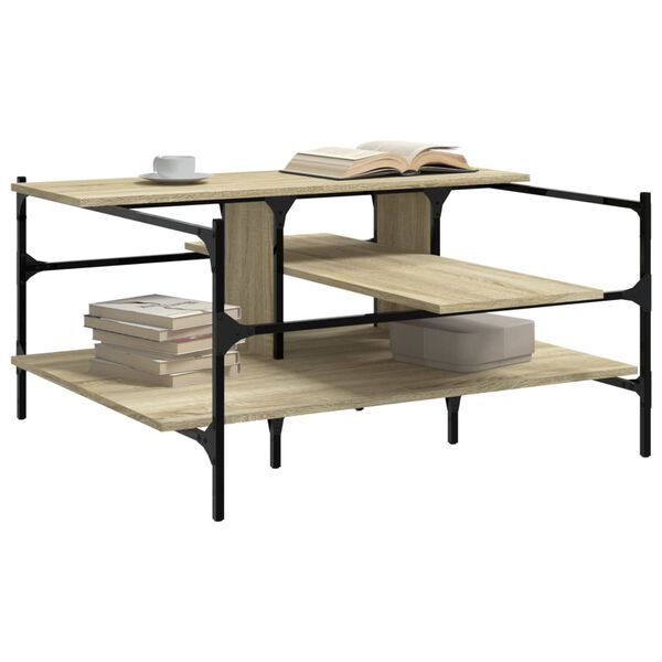 vidaXL Coffee Table Sonoma Oak Engineered Wood Square Modern Durable