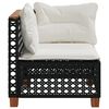 vidaXL Patio Sofa Corner with Cushions Black Poly Rattan