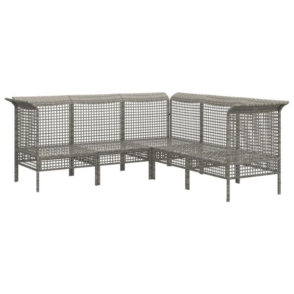 vidaXL 5 Piece Patio Lounge Set with Cushions Grey Poly Rattan