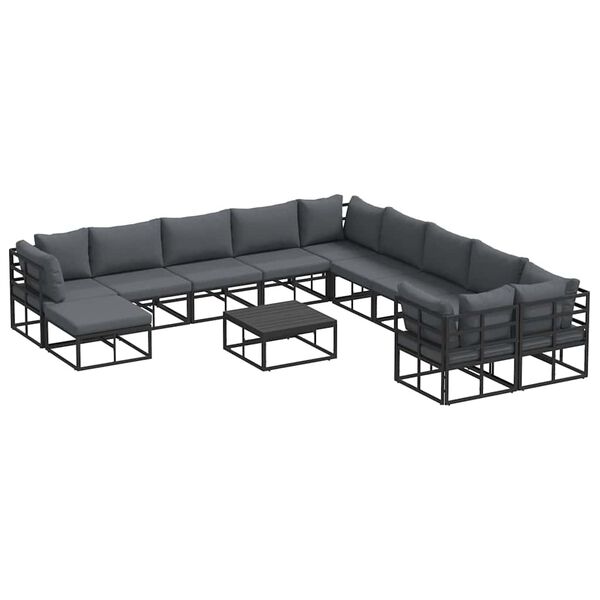 vidaXL Garden Sofa Set 12 pcs Black Metal