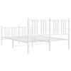 vidaXL Bed Frame White Steel Double Bed Bed Frame Rectangular