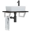 vidaXL Basin Shelf Dark Brown, White Solid Oak Wood, Steel Compact