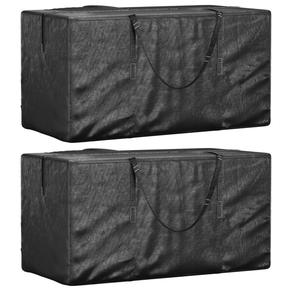 vidaXL Garden Cushion Storage Bag Set of 2 Black Polyethylene