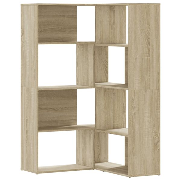 vidaXL Corner Bookcase Sonoma oak Engineered wood 4-Tier Corner Bookcase