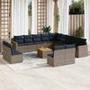 vidaXL 14 Piece Patio Sofa Set with Cushions Gray Poly Rattan