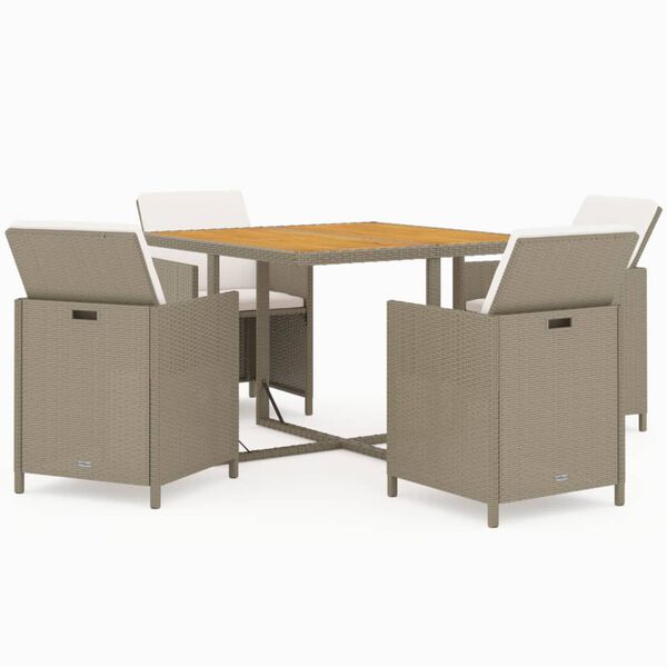 vidaXL Garden Dining Set Beige, Cream White