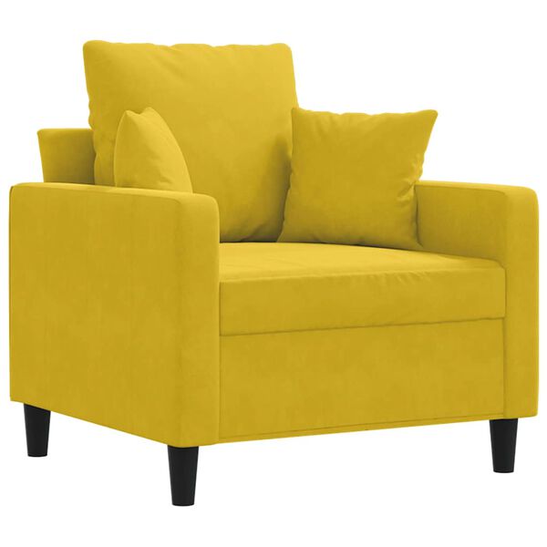 vidaXL Sofa Chair Yellow Velvet, Metal Single Durable Sofa Chair