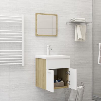 vidaXL 2 Piece Bathroom Furniture Set White and Sonoma Oak Engineered Wood