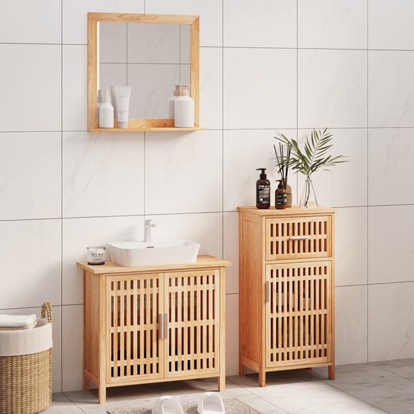 vidaXL Bathroom Furniture Set Walnut Solid walnut wood, acrylic Medium
