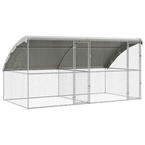 vidaXL Dog Kennel 2 pcs Silver 13.12 x 6.56 x 6.56 ft Steel