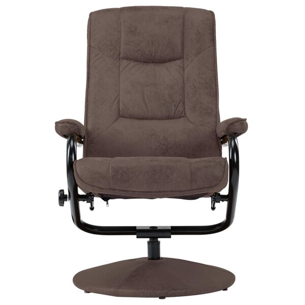 vidaXL Recliner Brown Faux Suede Leather Standard Recliner Size Swivel