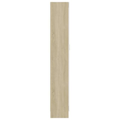 vidaXL Book Cabinet White and Sonoma Oak 32.5"x12"x73" Engineered Wood