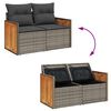 vidaXL Garden Sofa Set Gray PE rattan 6-Piece Set Adjustable Feet