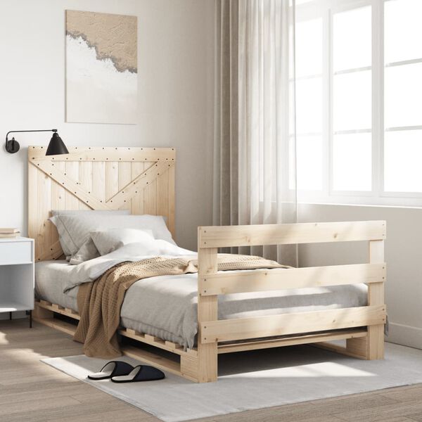 vidaXL Bed Frame natural pine Solid pinewood Single Bed Frame
