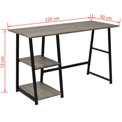 vidaXL Desk with 2 Shelves Gray and Oak