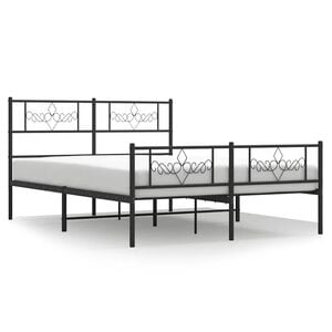 vidaXL Bed Frame Black Powder-Coated Steel Full Bed Frame Rectangular