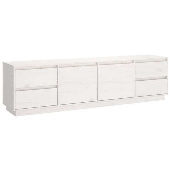 vidaXL TV Cabinet White Solid Pinewood Large TV Cabinet Rectangular