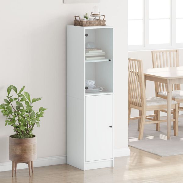 vidaXL Highboard White Engineered wood, glass Medium Highboard