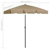 vidaXL Beach Parasol Taupe Polyester Large Tiltable Beach Parasol