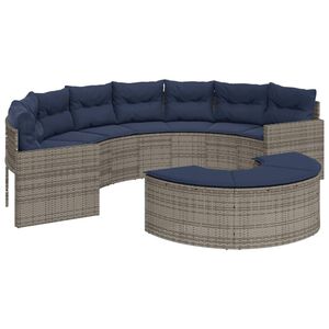 vidaXL Patio Sofa Set Gray PE rattan Large Removable Covers