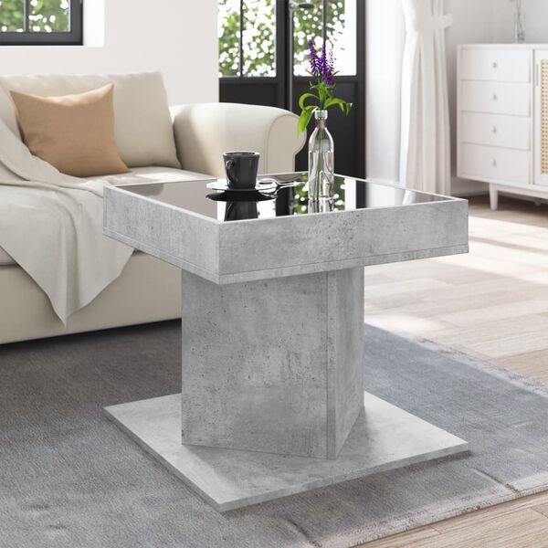 vidaXL Coffee Table Concrete grey Engineered wood, Glass Compact