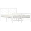 vidaXL Bed Frame White Powder-Coated Steel Small Double Bed Frame