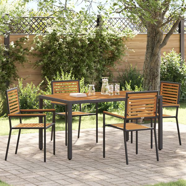 vidaXL Garden Dining Set 5 pcs Black and Brown Poly Rattan