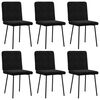 vidaXL Dining Chair Set of 6 Black Velvet, Plywood, Metal Standard
