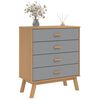 vidaXL Drawer Cabinet Grey and brown Solid pine wood with a wax finish