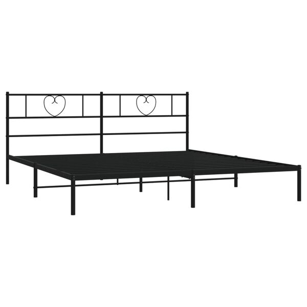 vidaXL Metal Bed Frame without Mattress with Headboard Black 78.7"x78.7"